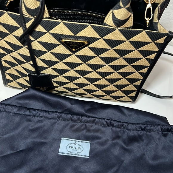 Small Prada Symbole embroidered fabric handbag - Picture 4 of 13